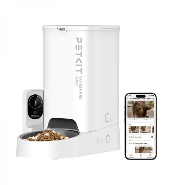 Petkit YUMSHARE Solo Автоматична хранилка за животни с камера,бяла