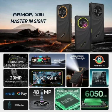 Ulefone Armor X31 Dual Sim 128GB 6GB Смартфон, черен
