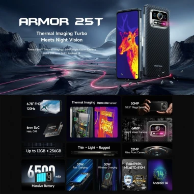 Ulefone Armor 25T 4G Dual Sim 256GB 6GB Смартфон, черен