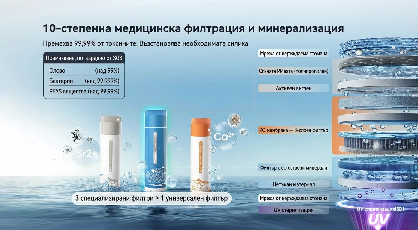 NatureFlow Преносим 10-степенен RO филтър за вода